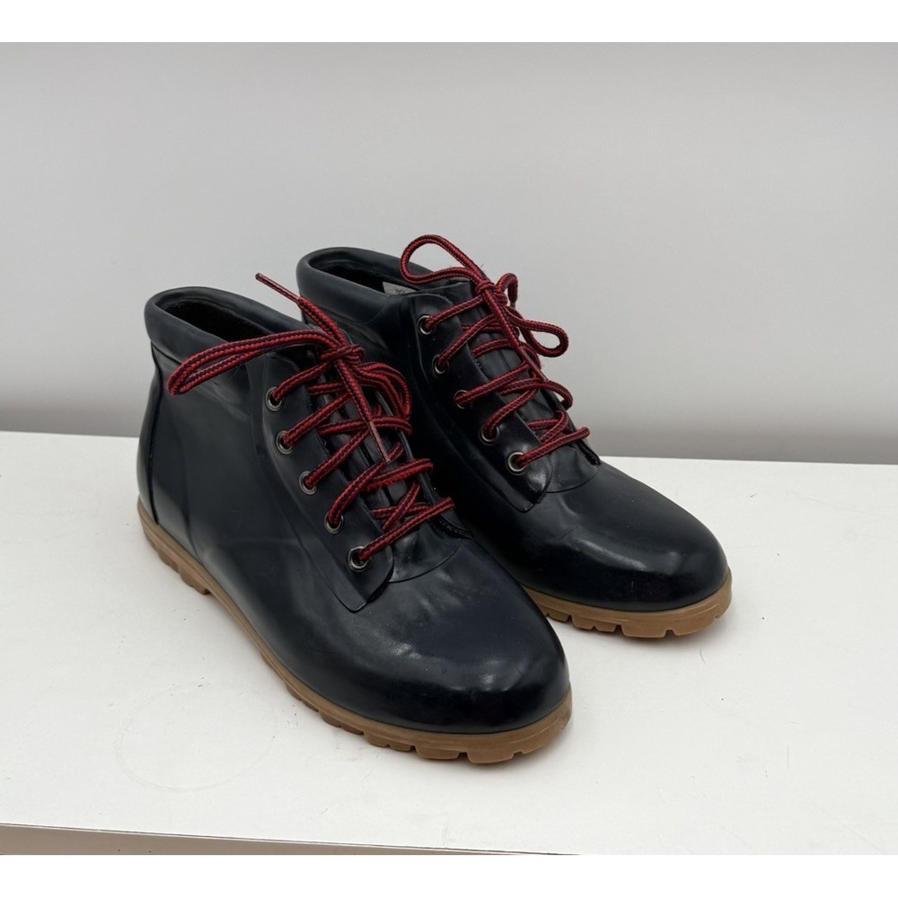 Lands End Vintage Blue Boots Women's Size 9 Rain Boots Rubber Waterproof EUC